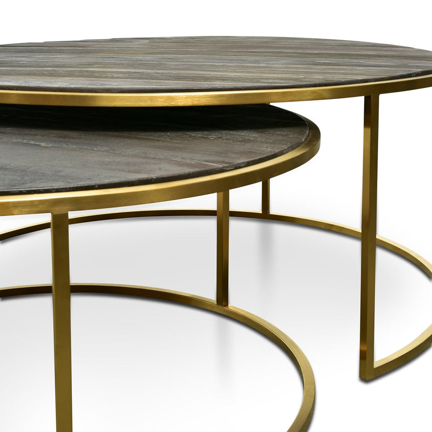 Ex Display - CCF2339-NI Nest 76cm-96cm Round Coffee Table - Natural - Golden Base