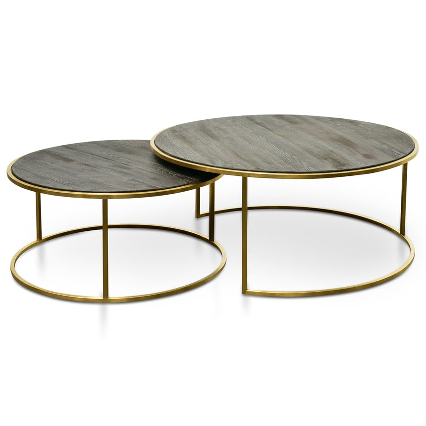 Ex Display - CCF2339-NI Nest 76cm-96cm Round Coffee Table - Natural - Golden Base