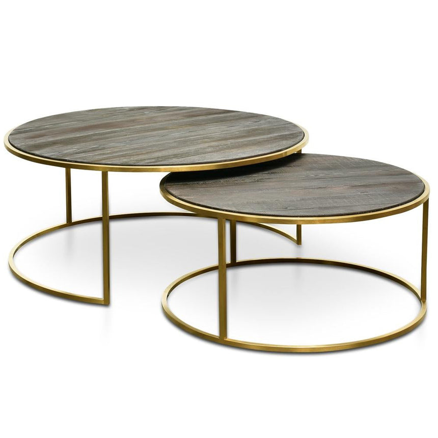 Ex Display - CCF2339-NI Nest 76cm-96cm Round Coffee Table - Natural - Golden Base