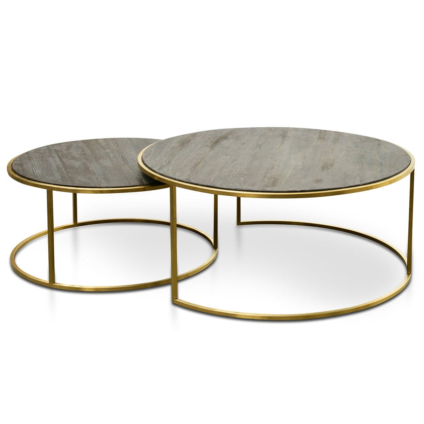 Ex Display - CCF2339-NI Nest 76cm-96cm Round Coffee Table - Natural - Golden Base