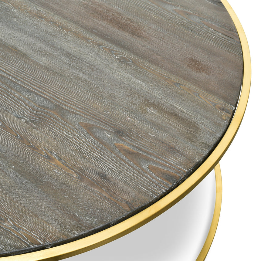 Ex Display - CCF2339-NI Nest 76cm-96cm Round Coffee Table - Natural - Golden Base