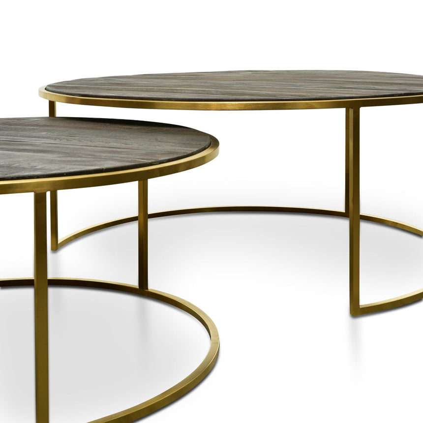 Ex Display - CCF2339-NI Nest 76cm-96cm Round Coffee Table - Natural - Golden Base