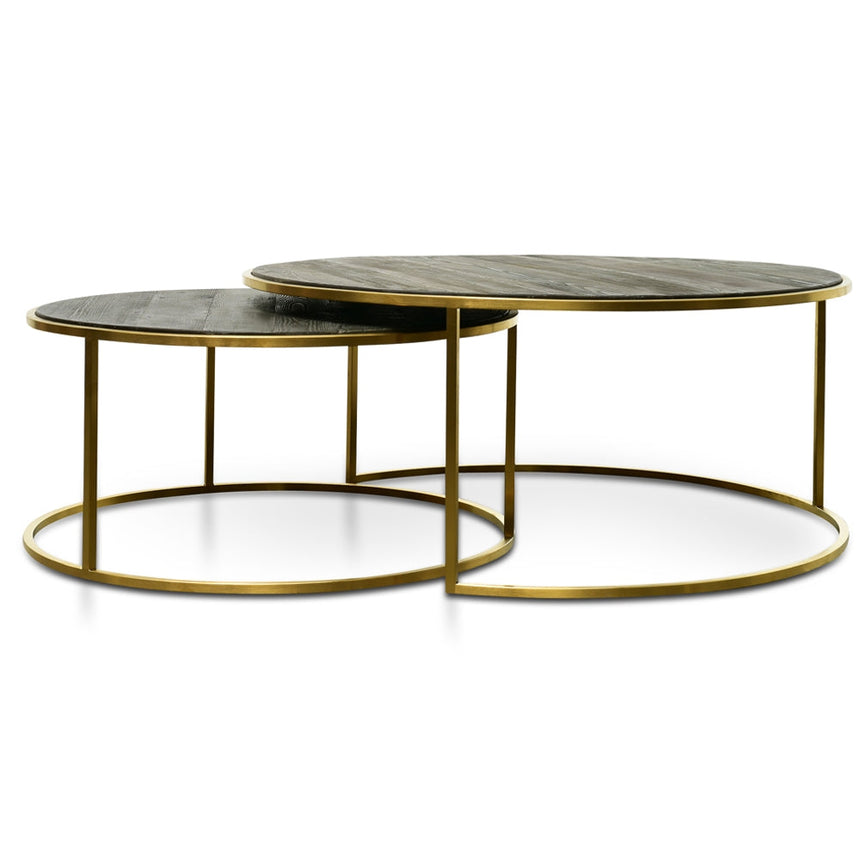 Ex Display - CCF2339-NI Nest 76cm-96cm Round Coffee Table - Natural - Golden Base
