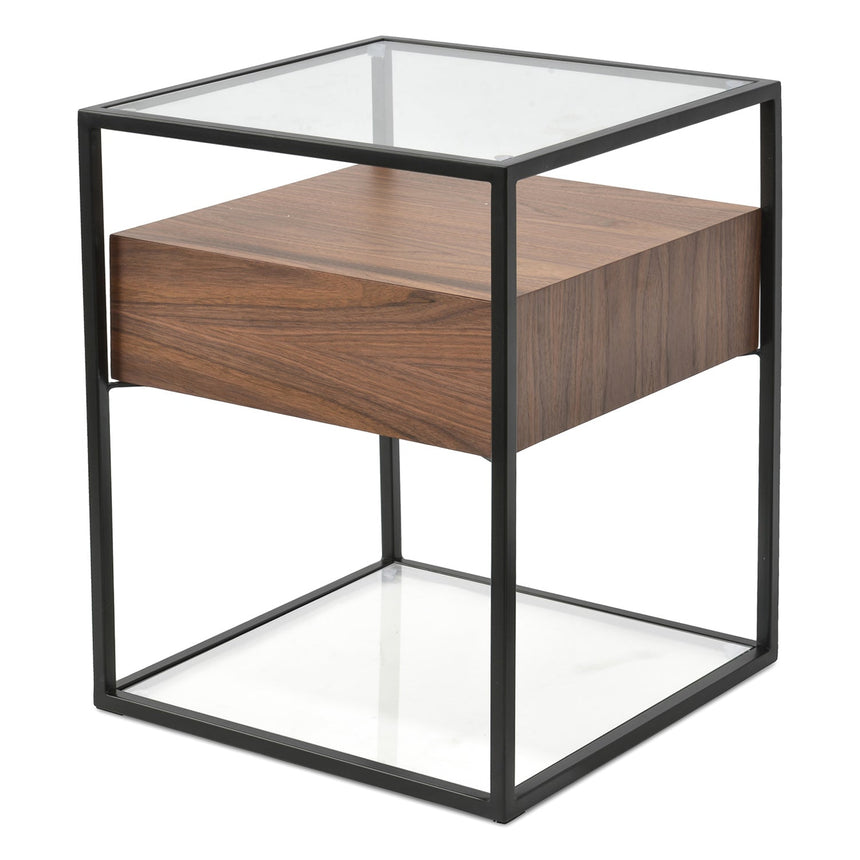 Ex Display - CST311WAL-IG Glass Side Table - Walnut