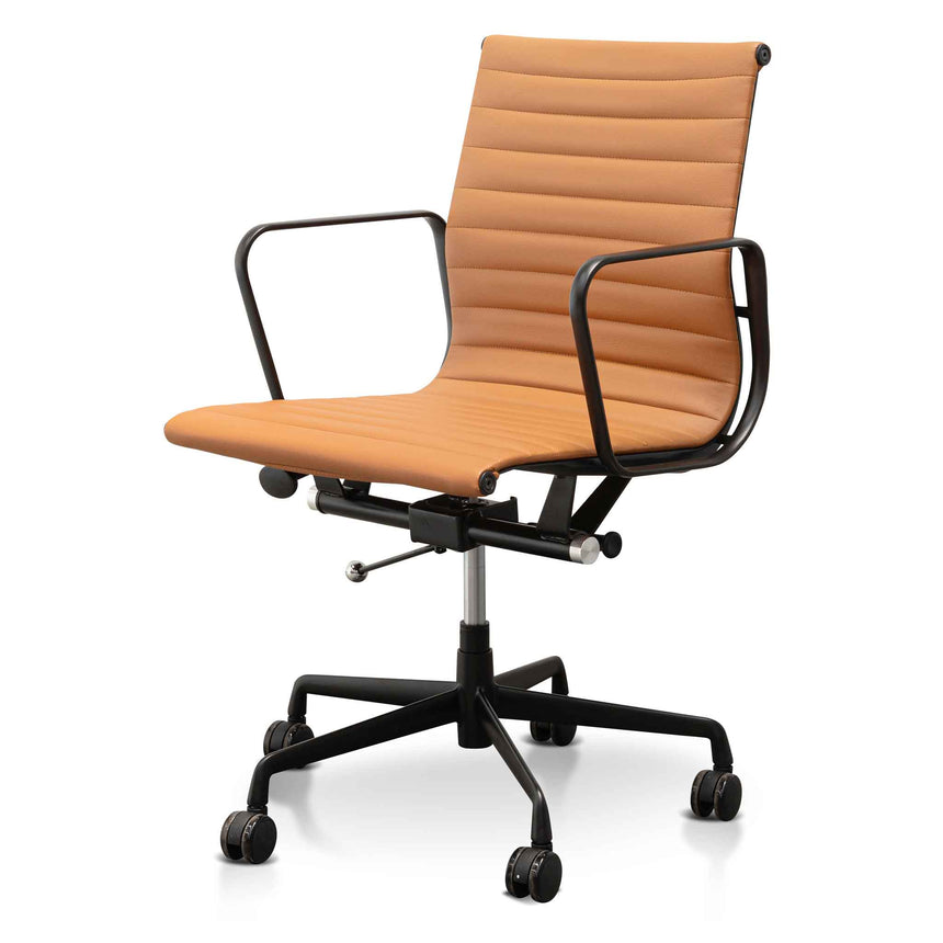 COC6403-YS Low Back Office Chair - Saddle Tan in Black Frame