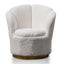 CLC2787-DW Lounge Chair - White synthetic wool Fabric with Brass Gold Base