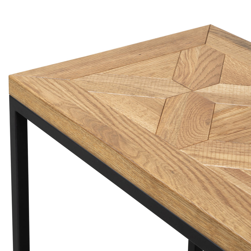 Percy Console Table - European Knotty Oak and Peppercorn