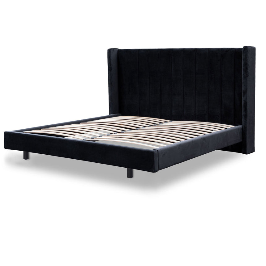 CBD8548-MI Wide Base Queen Bed Frame - Black Velvet with Storage