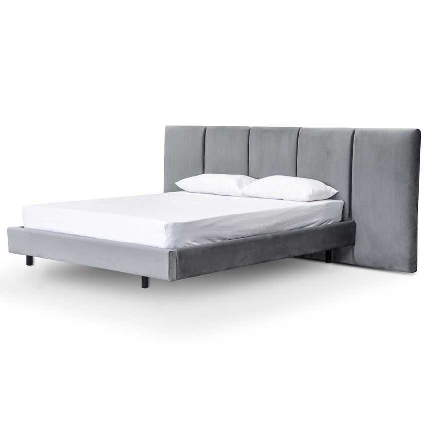 CBD6022-YO Fabric King Bed Frame - Pearl Grey with Storage