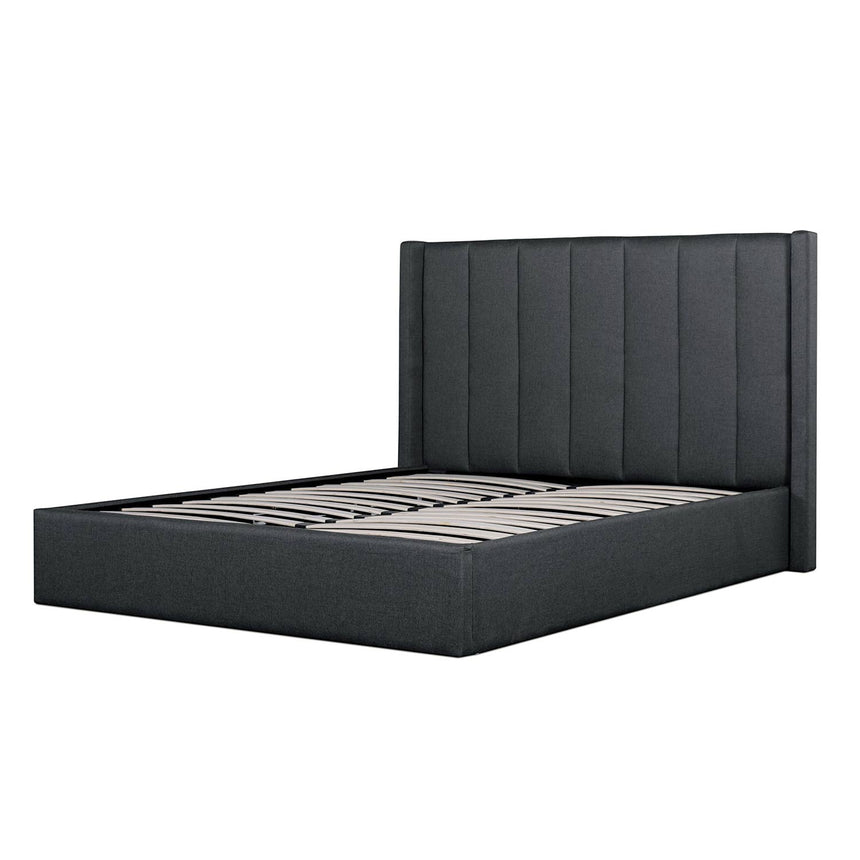 CBD6020-YO Fabric Queen Bed - Charcoal Grey with Storage