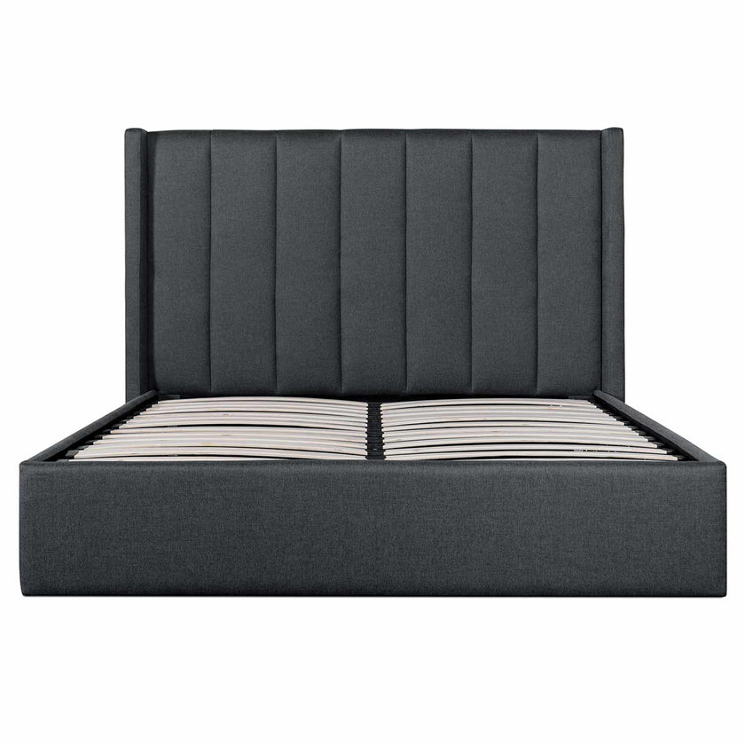 CBD6021-YO - Fabric King Bed in Charcoal Grey with Storage