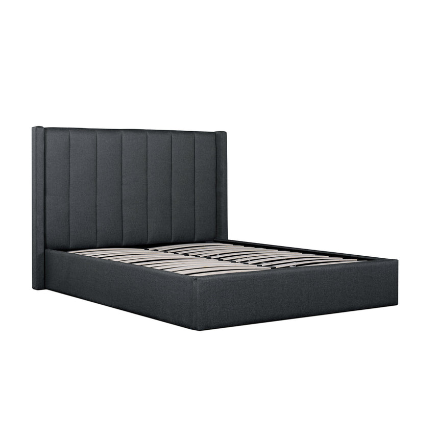 CBD6021-YO - Fabric King Bed in Charcoal Grey with Storage