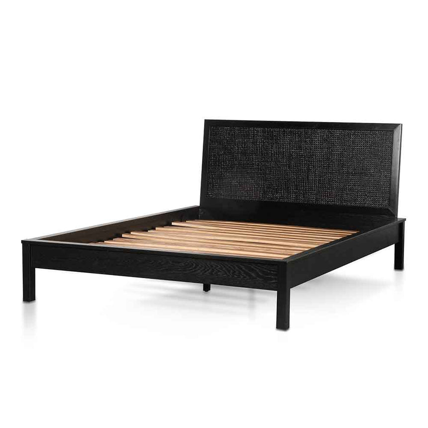 CBD8548-MI Wide Base Queen Bed Frame - Black Velvet with Storage