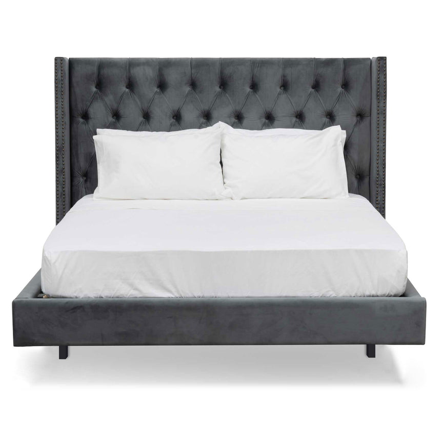 CBD8098-MI King Bed Frame - Charcoal Velvet