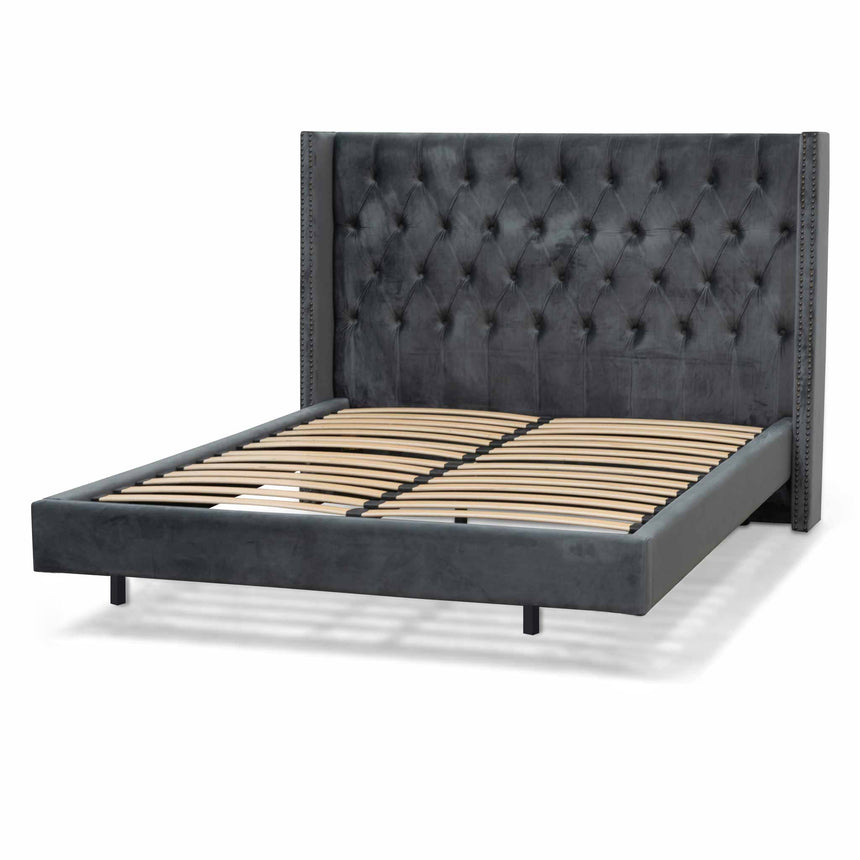 CBD8098-MI King Bed Frame - Charcoal Velvet