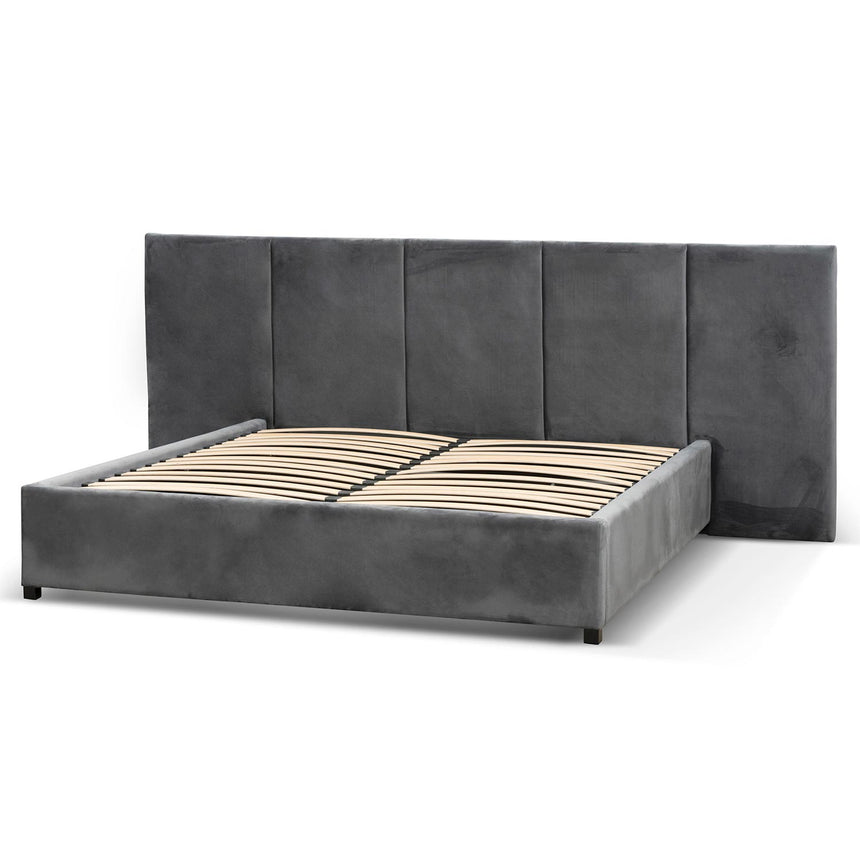 CBD6585-MI King Bed Frame - Charcoal Velvet with Storage