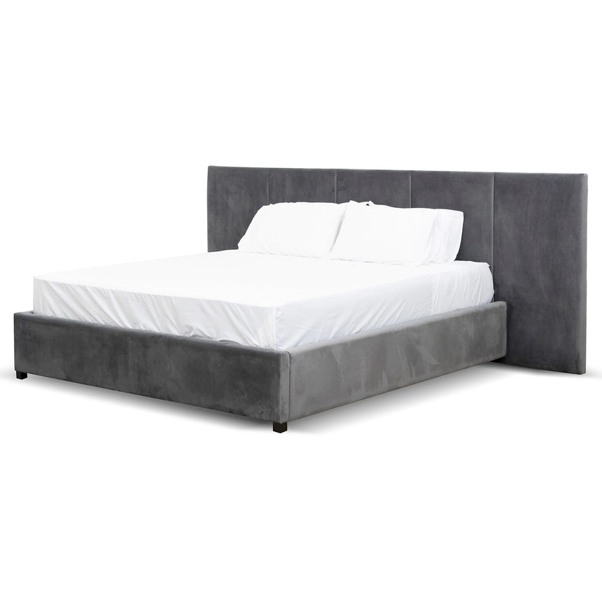 CBD6585-MI King Bed Frame - Charcoal Velvet with Storage