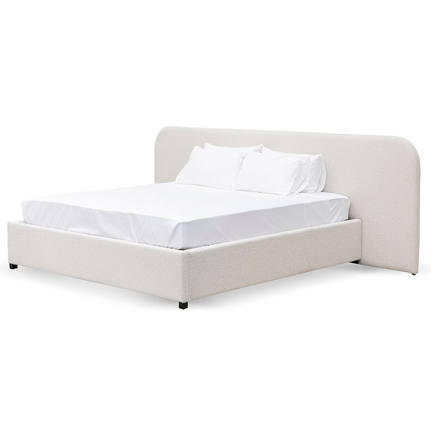 CBD6843-MI King Sized Bed Frame - Snow Boucle with Storage