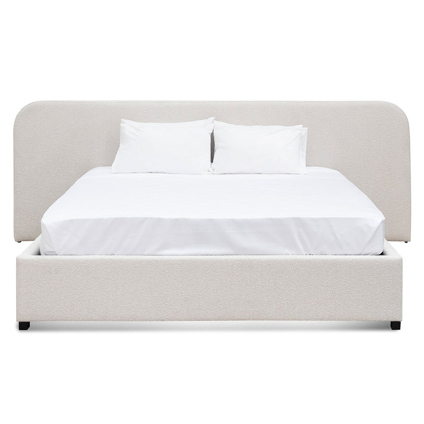 CBD6843-MI King Sized Bed Frame - Snow Boucle with Storage