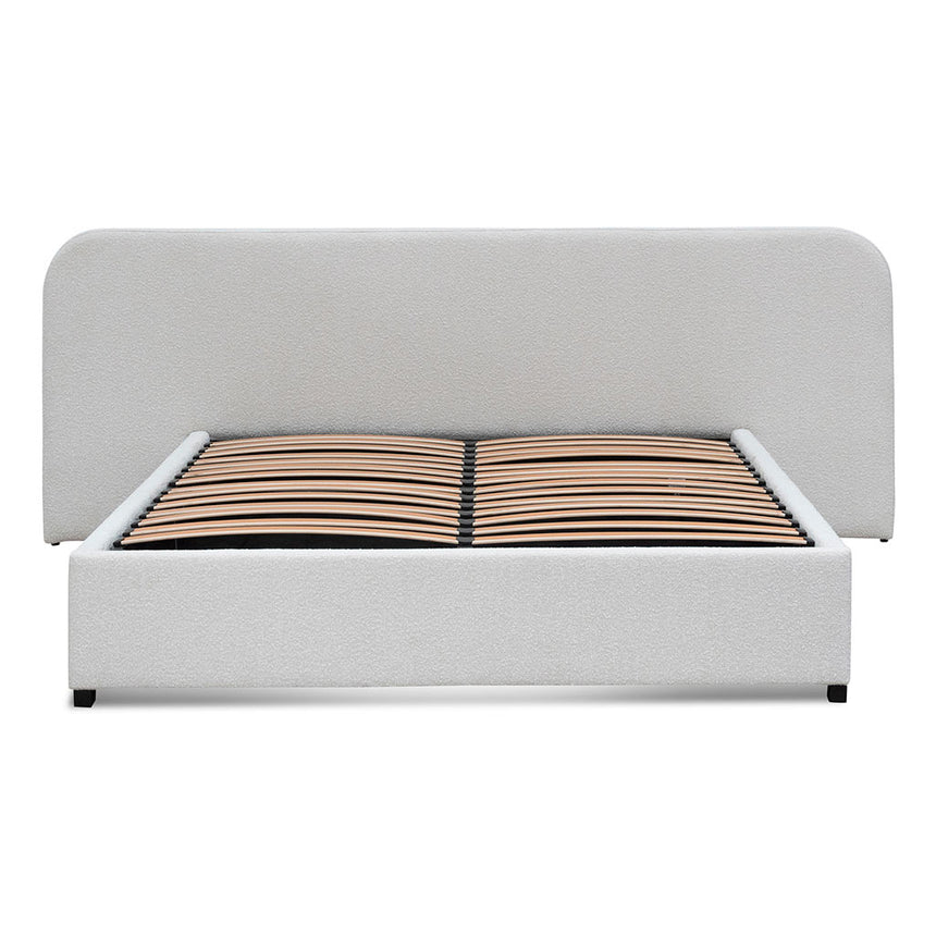 CBD6843-MI King Sized Bed Frame - Snow Boucle with Storage