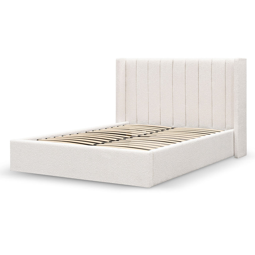 CBD6844-MI Queen Sized Bed Frame - Snow Boucle with Storage