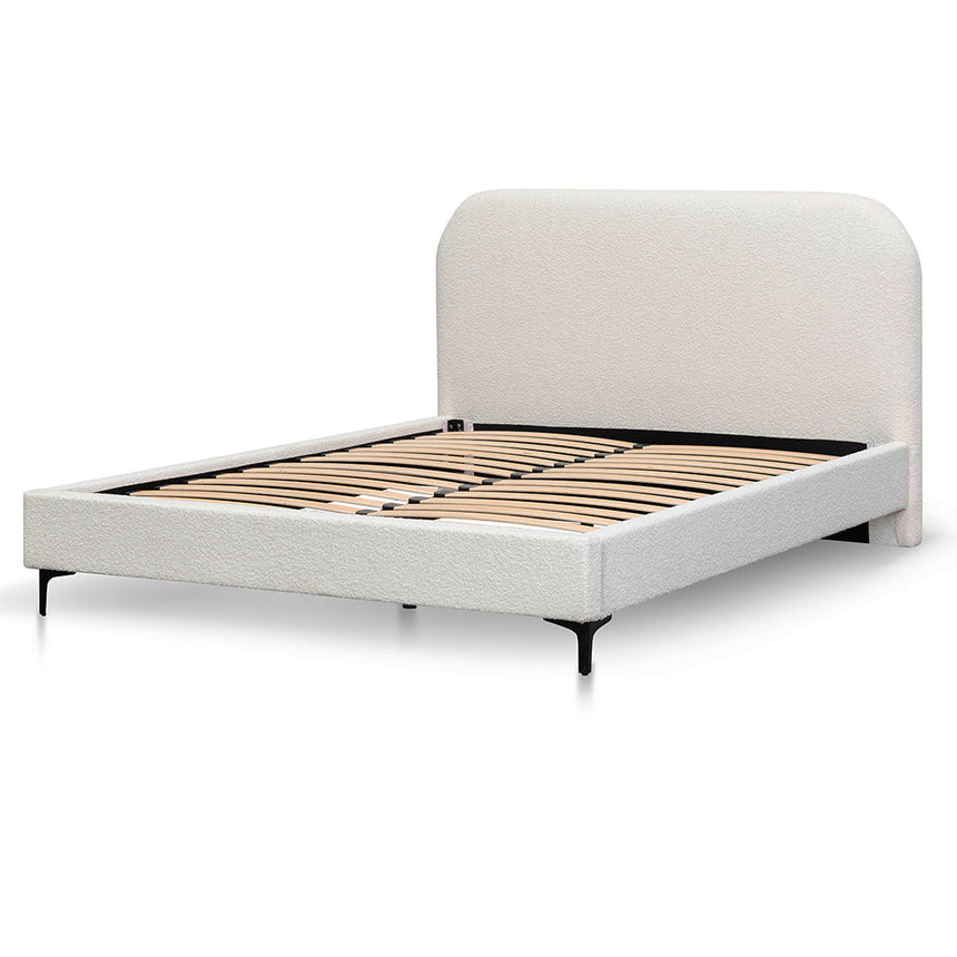 CBD10000-YO King Sized Bed Frame - Antique White Boucle with Storage