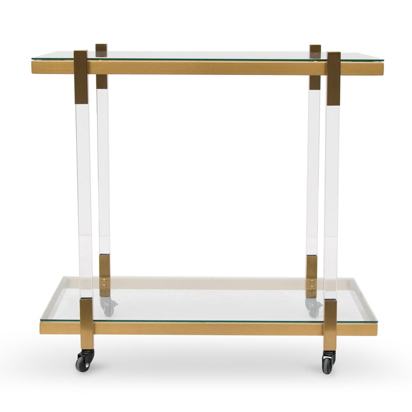 CBR6940-BS Glass Bar Cart - Brushed Gold