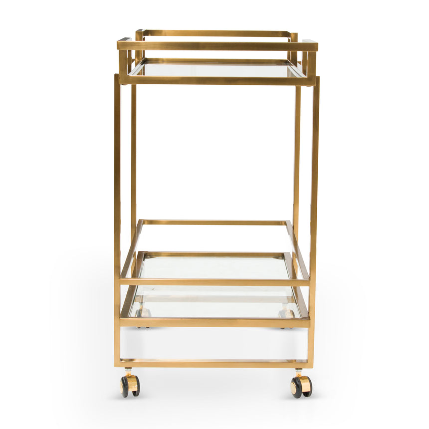 CBR6941-BS Glass Bar Cart - Brushed Gold