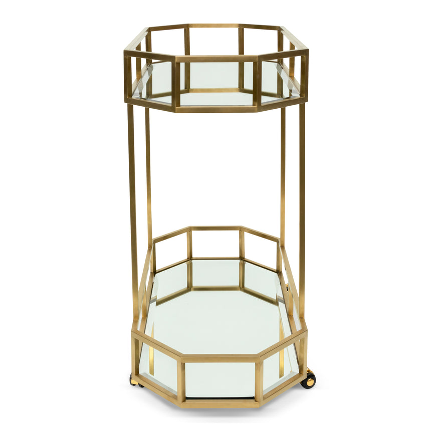 CBR6956-KS Bar Cart - Mirror and Gold Base