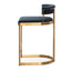 Adela Indigo Velvet Bar Stool - Golden Base