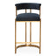 Adela Indigo Velvet Bar Stool - Golden Base