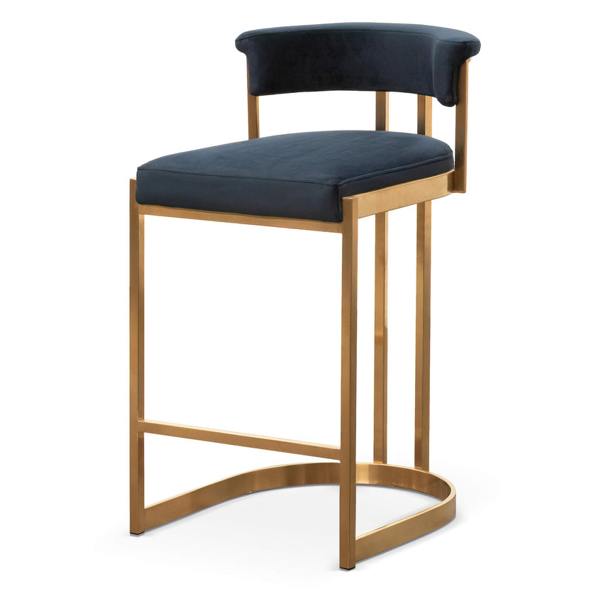 Ex Display - CBS6273-BS Indigo Velvet Bar Stool - Golden Base
