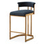 Adela Indigo Velvet Bar Stool - Golden Base