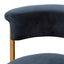 Adela Indigo Velvet Bar Stool - Golden Base