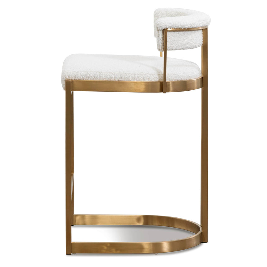 CBS6674-BS Daisy White Boucle Bar Stool - Golden Base - Last one