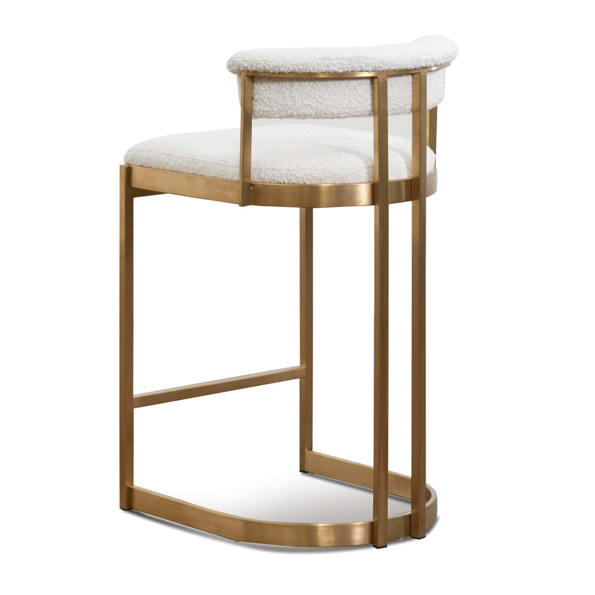 CBS6674-BS Ivory White Boucle Bar Stool - Golden Base