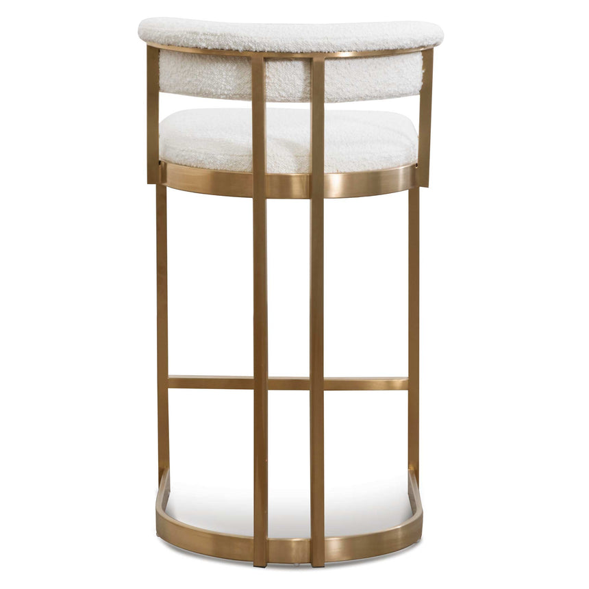 CBS6674-BS Ivory White Boucle Bar Stool - Golden Base