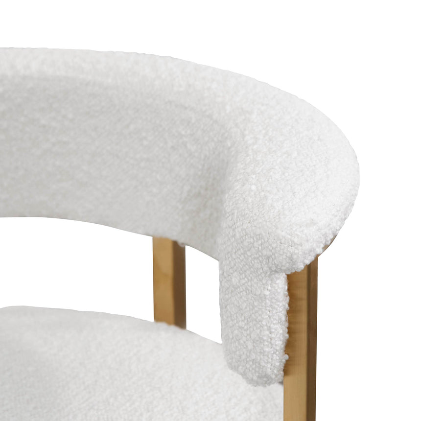 CBS6674-BS Ivory White Boucle Bar Stool - Golden Base