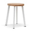 Ex Display - CBS6997-NH 46cm Natural Wooden Seat Low Stool - White  Legs