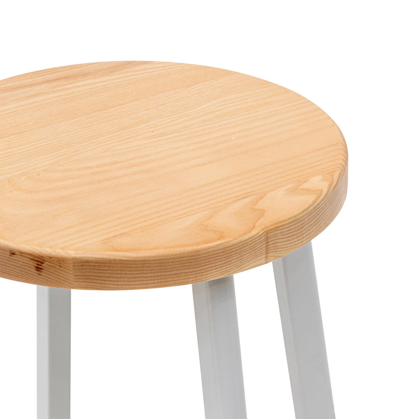 Ex Display - CBS6997-NH 46cm Natural Wooden Seat Low Stool - White  Legs