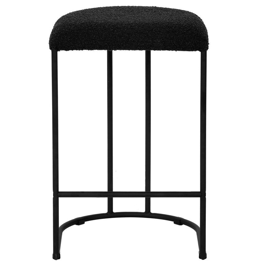 Set of 2 - Galvan 65cm Bar Stool - Black Boucle