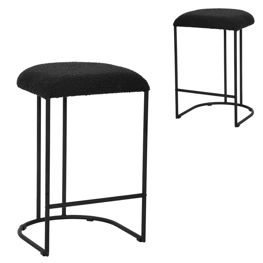 CBS8605-FHx2 65cm Black Bar Stool - Clay Grey (Set of 2)