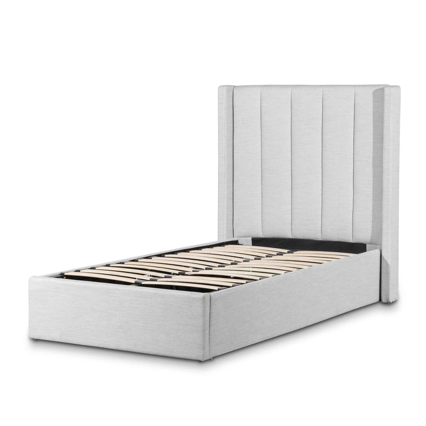 CBD6359-YO Fabric Single Bed Frame - Pearl Grey with Storage