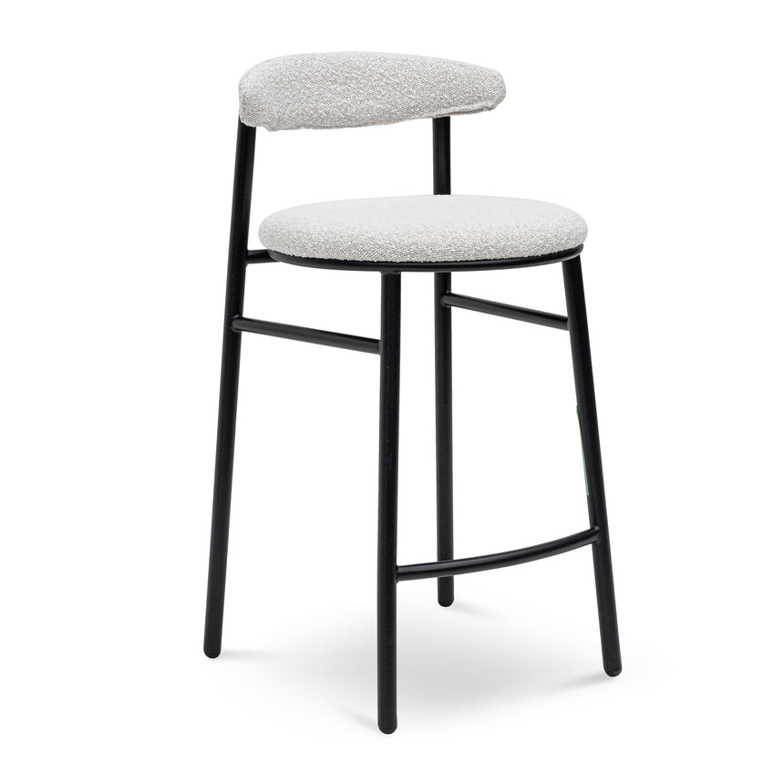 CBS6995-SD 65cm Bar Stool -  Moon White Boucle and Black Legs