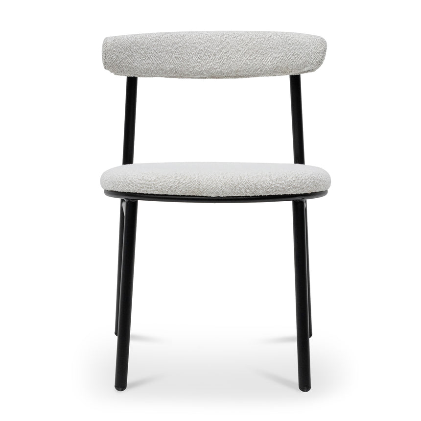 CDC6996-SD Fabric Dining Chair - Moon White Boucle and Black Legs