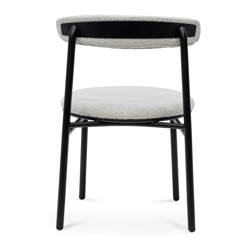CDC6996-SD Fabric Dining Chair - Moon White Boucle and Black Legs
