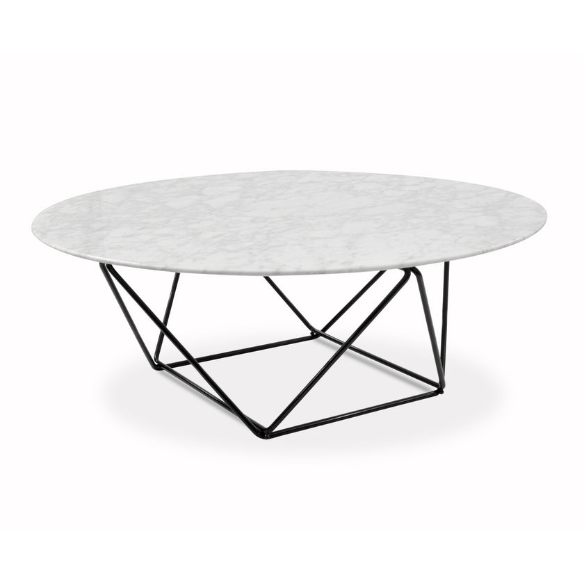CCF1026 100cm Round Marble Coffee Table With Black Base - Last one
