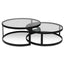 CCF6390-KS Nested Grey Glass Coffee Table - Black Base