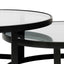 CCF6390-KS Nested Grey Glass Coffee Table - Black Base