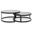 CCF6390-KS Nested Grey Glass Coffee Table - Black Base